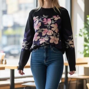 Meli Women's Sweater Cable Knit Size Medium Crochet Grannycore